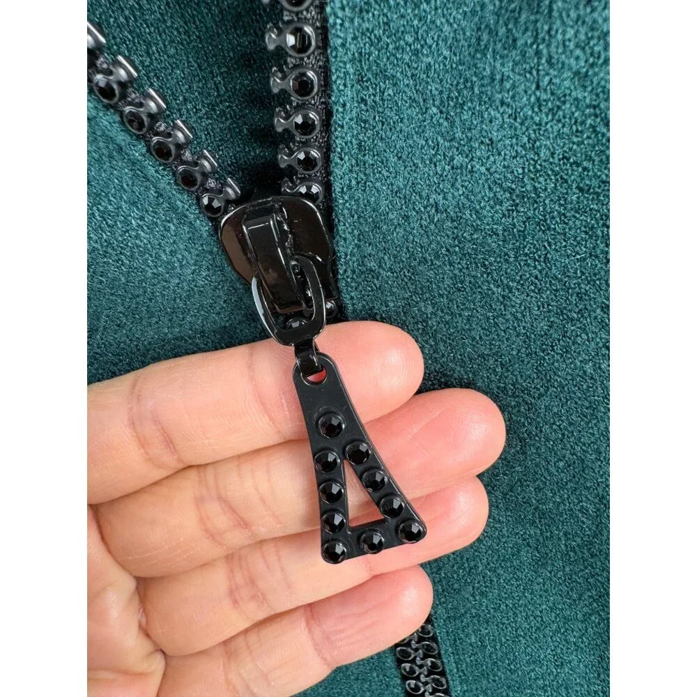 Chicos Embellished Zipper‎ Sweater Ruana Green sz XXS/S - Picture 5 of 9